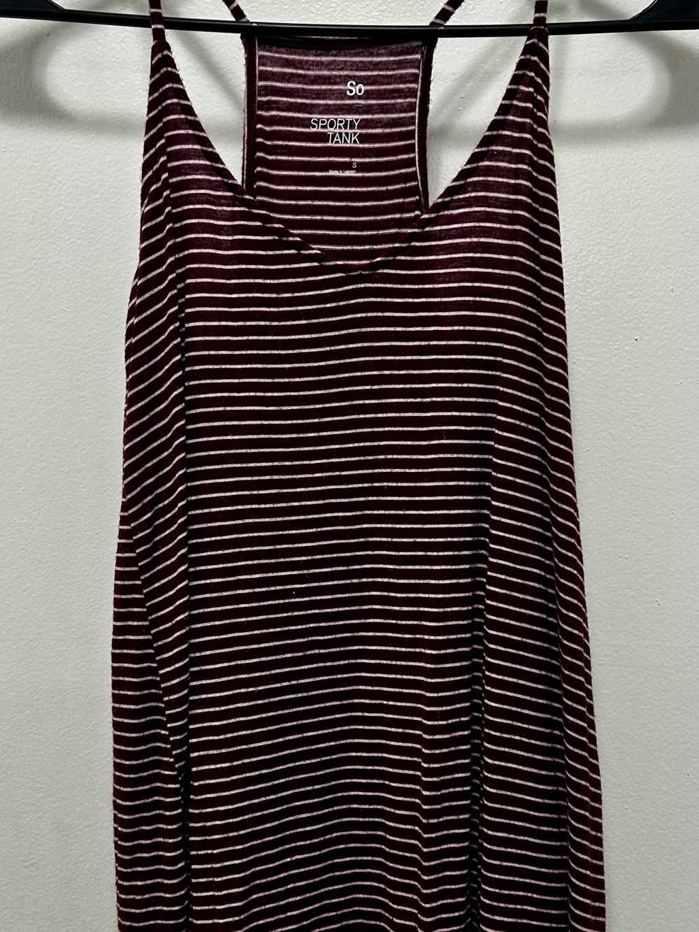 SO Burgundy and White Striped Racerback‎ Tank Top